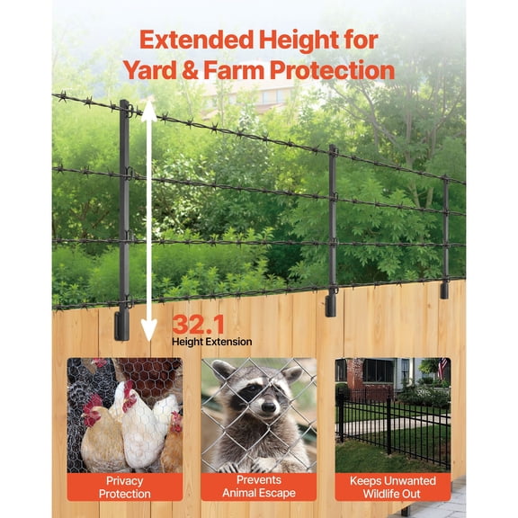12 Pack 32.1 in Barbed Wire Arm Fence Post Extender Sturdy Steel Height Extension Flat or Surface Mounted Protect Privacy Prevent Pets Jumping