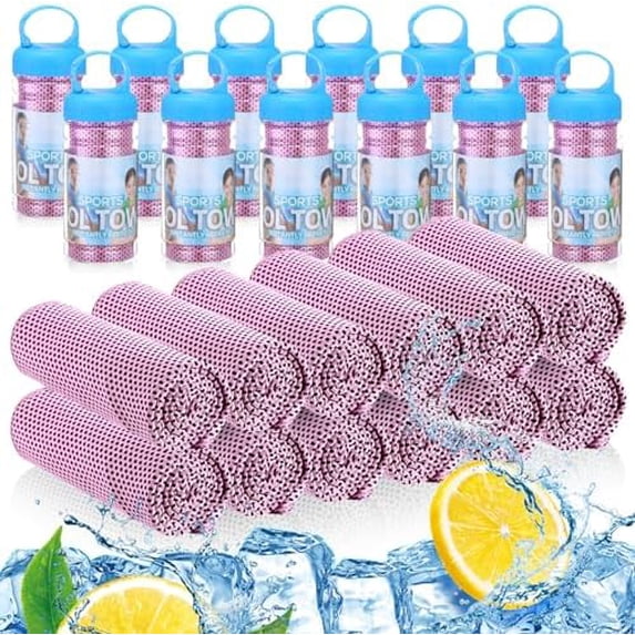 12 Pack 32 x 12 in Cooling Towels Bulk for Neck and Face Microfiber Ice Towel Sweat Towels Breathable Soft Chilly Towel Portable Cool Neck Rags for Yoga Sport Gym Workout Fitness