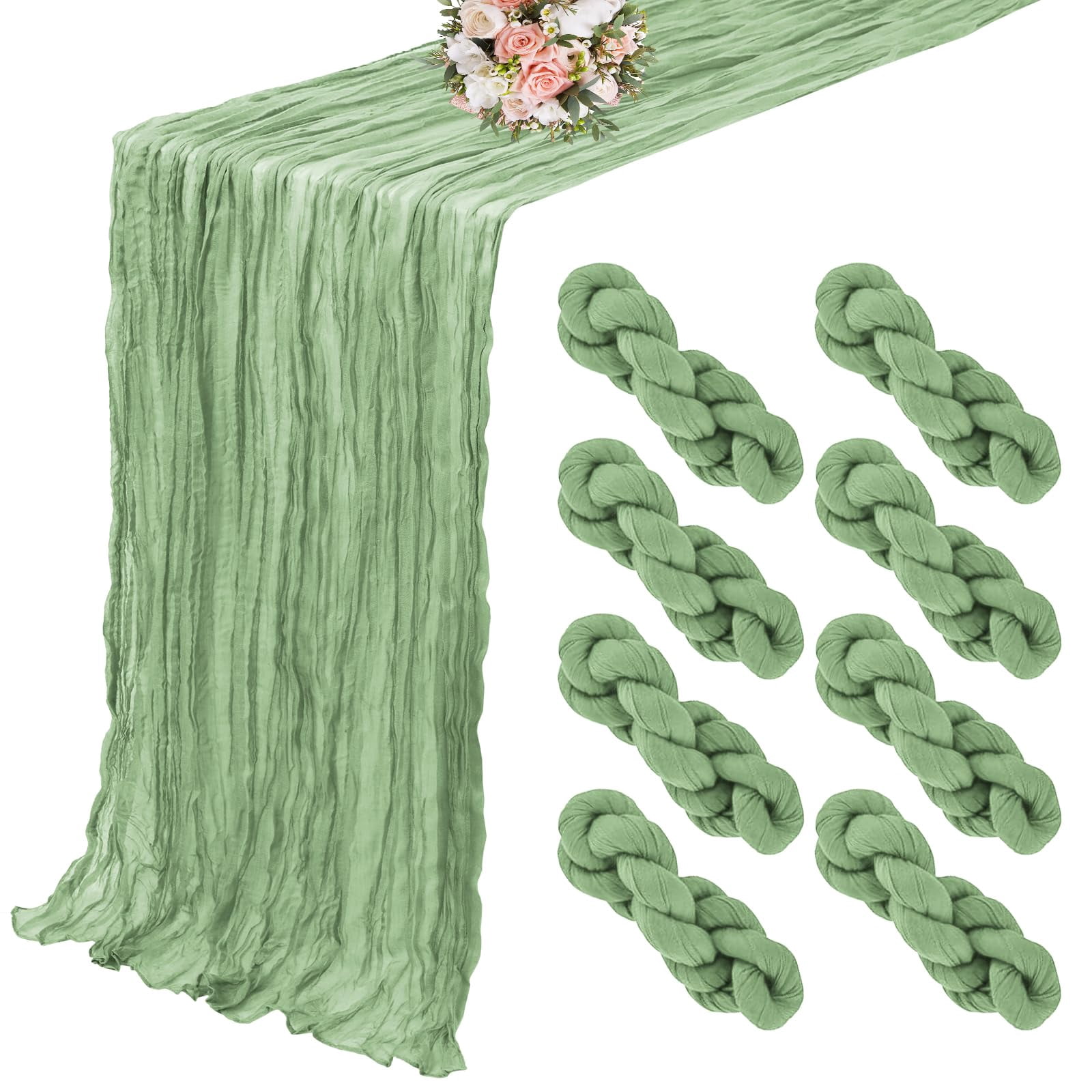 12 Pack 35 x 120 inch Long Boho Cheese Cloth Gauze Table Runners Semi Sheer Table Runner for Wedding Decor