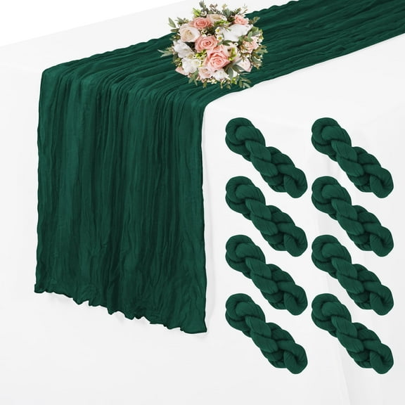 12 Pack 35 x 120 inch Long Boho Cheese Cloth Gauze Table Runners Semi Sheer Table Runner for Wedding Decor