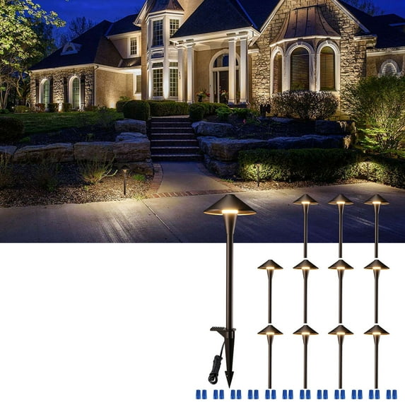 12 Pack 5CCT Low Voltage LED Landscape Pathway Light, Outdoor Lawn Lights, IP65 Waterproof, 12-24V AC/DC 5W
