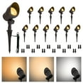 thumbnail image 1 of 12-Pack 3CCT Low Voltage LED Landscape Spotlights, 2700K/3000K/4000K Selectable, 3W 12-24V Outdoor Pathway Lights  CRI90+, Aluminum Housing Landscape Lights for Garden Yard, ETL Listed, Bronze Finish, 1 of 7