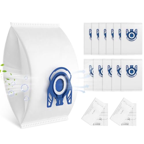 12 Pack 3D Airclean GN Vacuum Bags Compatible with Miele Classic C1,Complete C1,Complete C2,Complete C3,S227 S240,S270,S400,S2,S5,S8 Series Canister Vacuum Cleaner