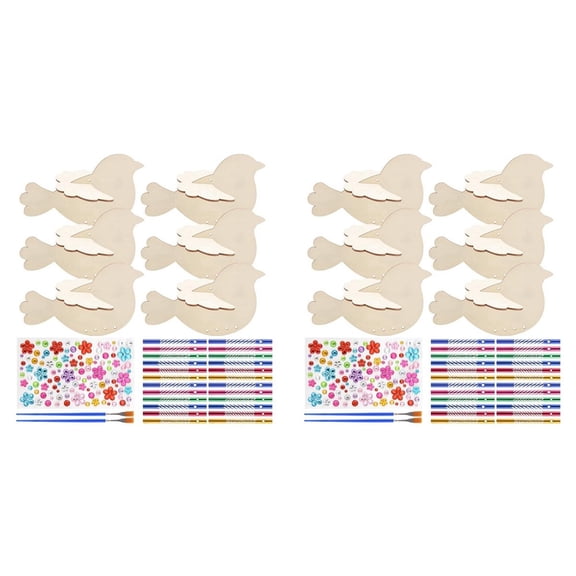 12 Pack 3D Bird Wind Chime Craft Kit for Kids,DIY Paint and Build Wooden Animal Crafts Set Birthday Gifts Girls/Boys