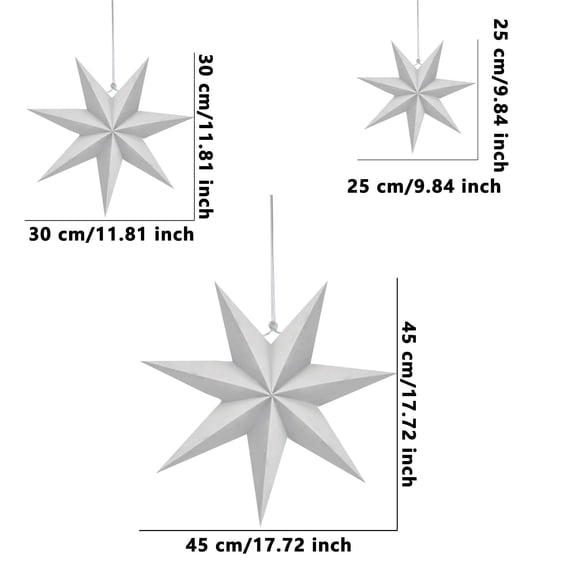 12 Pack 3D White Paper Star Lanterns for Holiday Party Home Decor