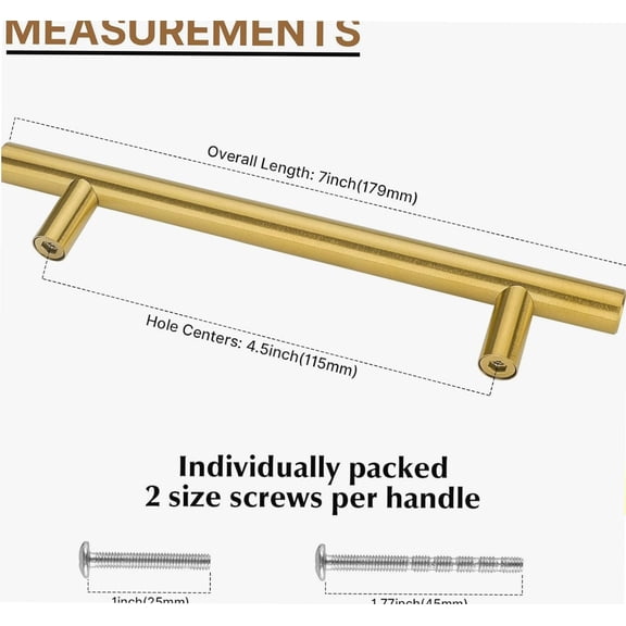 12 Pack 4.5 Inch Drawer Pulls Kitchen Cabinet Handles Brushed Brass Furniture Hardware LH201GD115 Modern Gold Dresser Handles for Contemporary Hardware