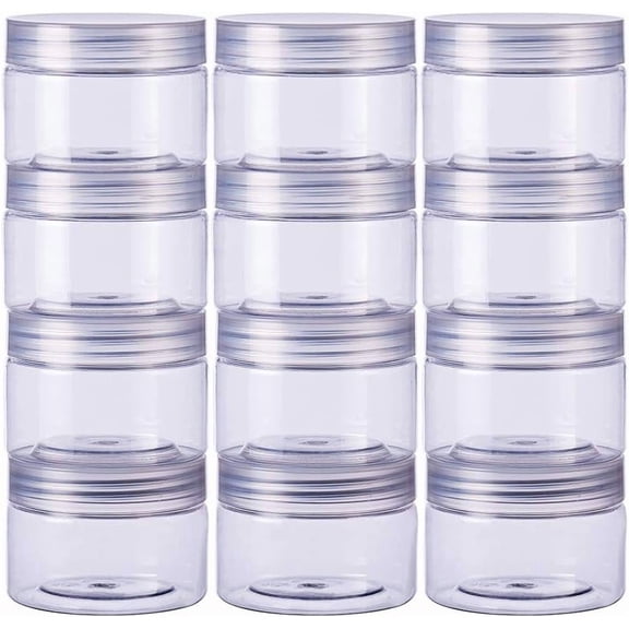 12 Pack 4.5oz Clear Round Plastic Storage Jars Leak Proof Slime Jars for Beads Crafts Scrubs Creams Oils Clear DIY