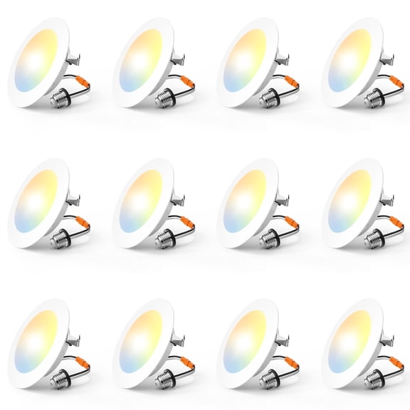 12 Pack 4 Inch LED Recessed Ceiling Lights, 7W 700LM, 5CCT Selectable, Ultra-Thin Design, Dimmable, White