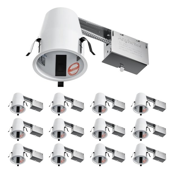 12 Pack 4 Inch Recessed Lighting Housing Remodel,Can Light Housing,IC Rated & Air Tight,E26 Connector,ETL Listed