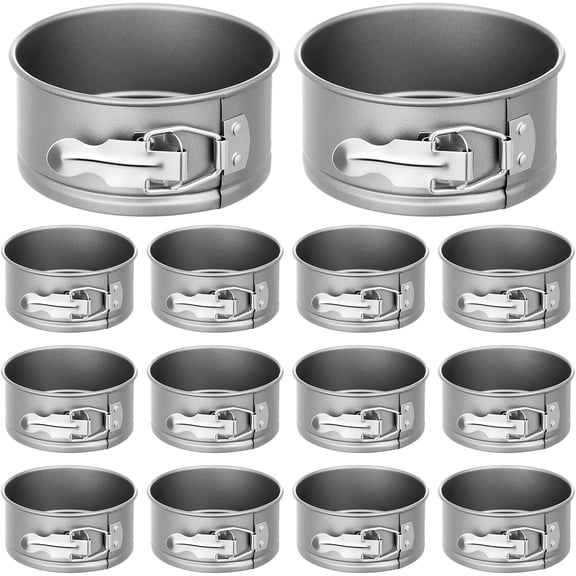 12-Pack 4-Inch Round Nonstick Springform Pans with Removable Bottoms, Leakproof Baking Molds for Mini Cheesecakes, Quiches, and Pies (Gray)