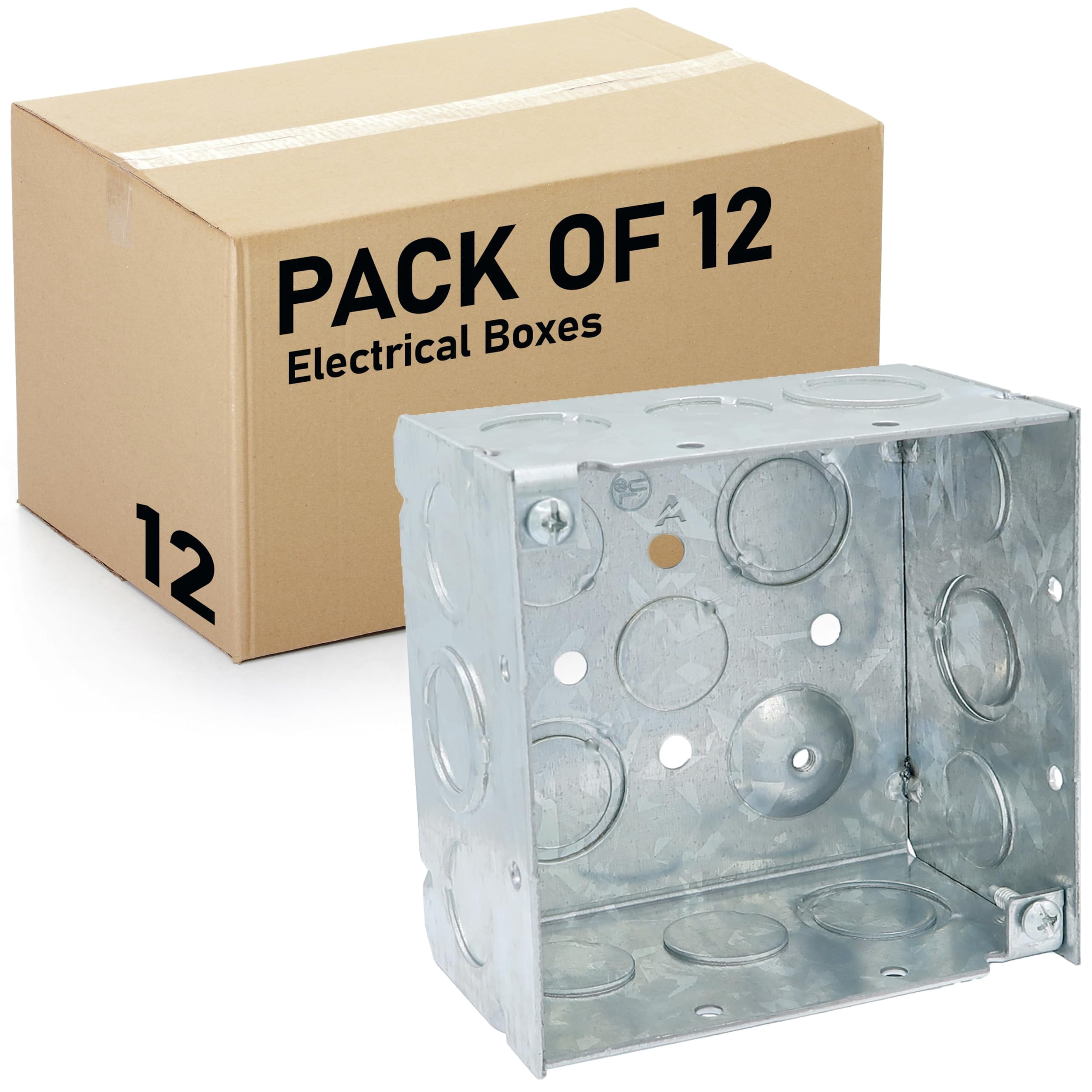 12 Pack 4'' Square Electrical Box, Ten 1/2'' and Six TKO Knockouts ...