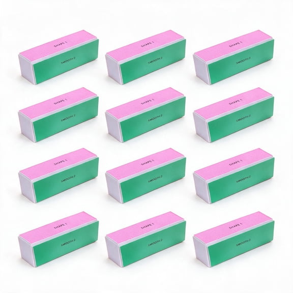 12 Pack 4Way Nail Buffer Blocks, MultiSurface Nail Buffing Sanding Blocks, 3.5 x 1.4 x 1.0 Inch, Reusable Professional Manicure Tools for Shaping Polishing Natural Nails