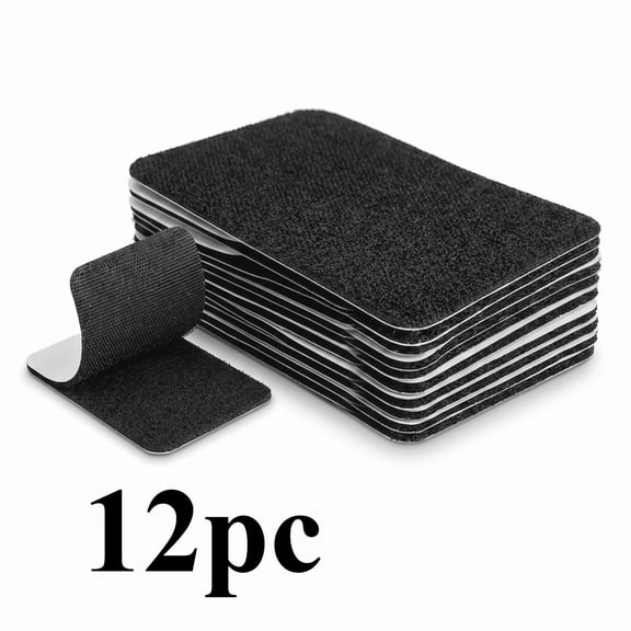 12 Pack 4" x 6" Black Self Adhesive Hook and Loop Strips, Reusable Fasteners for Sofa Cushions Wall Decor