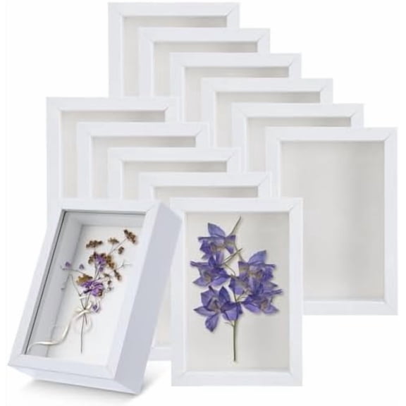 12 Pack 4 x 6 Inches Shadow Box Frame, Small Wood Frame Memory Display Cases,1.2in Depth Picture Frame Case for Dried Flowers, DIY Craft, Memorabilia, Medals and Photos$$Home Decor, Kitchen, & Other