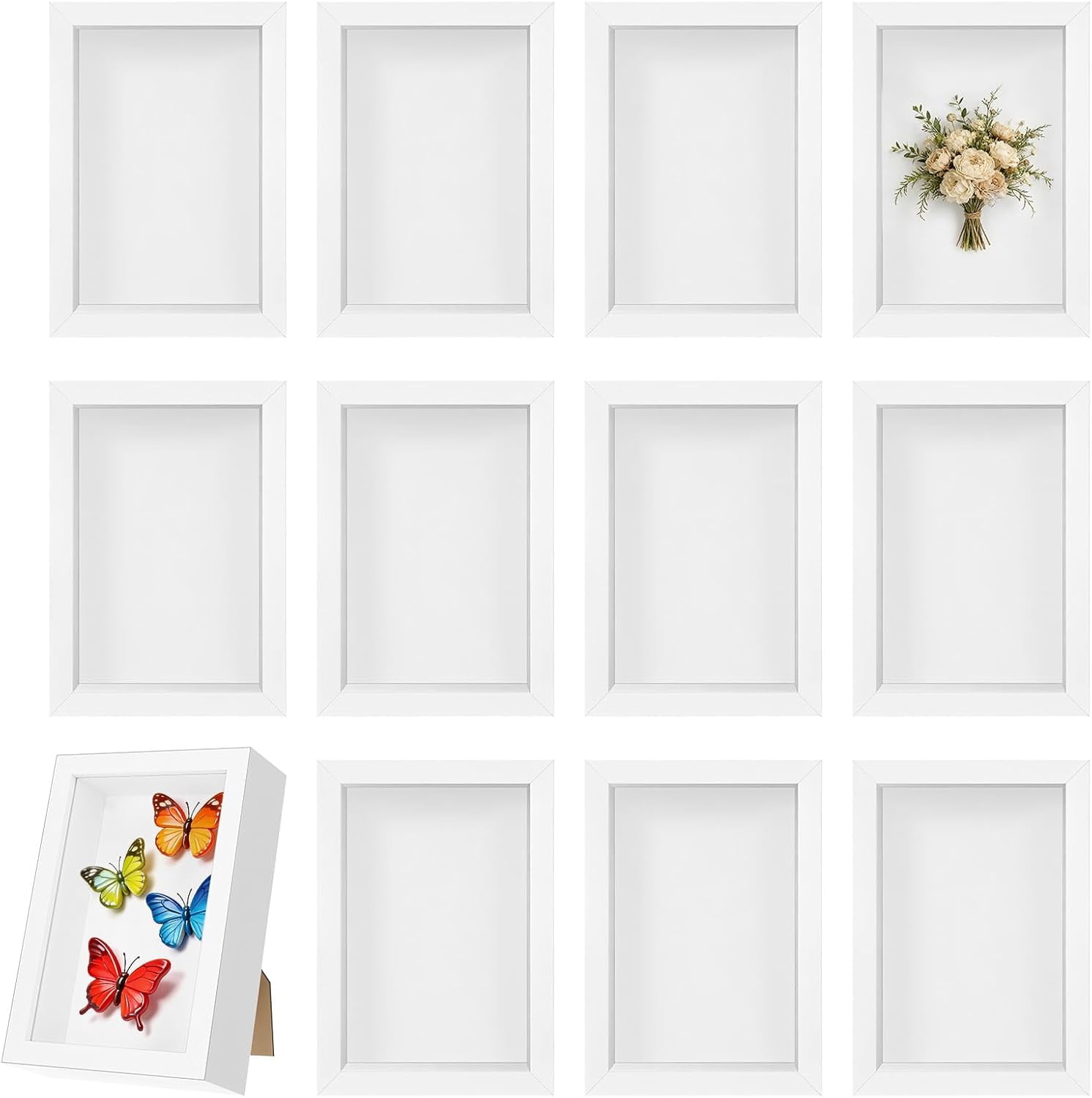12 Pack 4 x 6 Inches Shadow Box Frame, Small Wood Frame Memory Display ...
