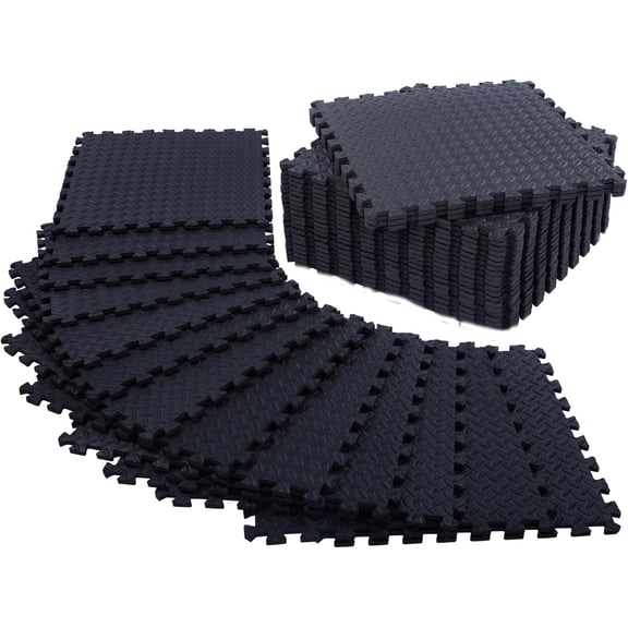 12 Pack, 48 SQFT - 24" x 24" - 1/2" Extra Thick Floor Exercise Mat for Home Gym or Floor Padding - High-Density EVA Interlocking Foam Floor Tiles for Gym Equipment, Play Area | Yoga, Cardio, Weights