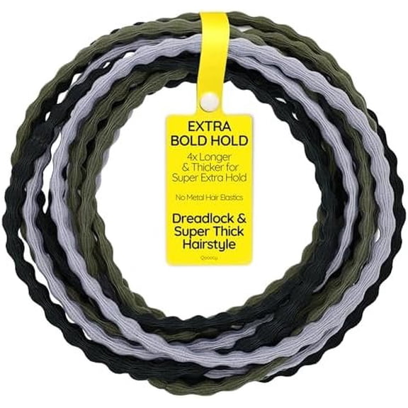 12-Pack 4X Extra Long Hair Ties - Ideal for Dreadlocks, Curly, Extra Thick Hair - Durable, , and Gentle Ponytail Holders, XXX,