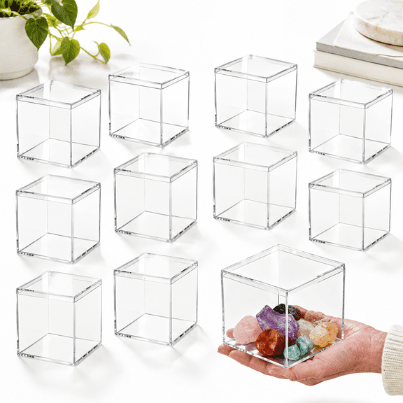 12-Pack 4x4 Inch Clear Plastic Square Display Cases With Lids