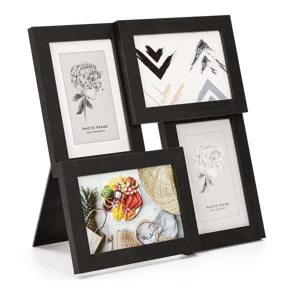 12-Pack 4x6 Black Photo Frames Set – Collage Wall Decor with Glass Front – Multi-Photo Family Gallery Display – Single Picture Frame – Black Color