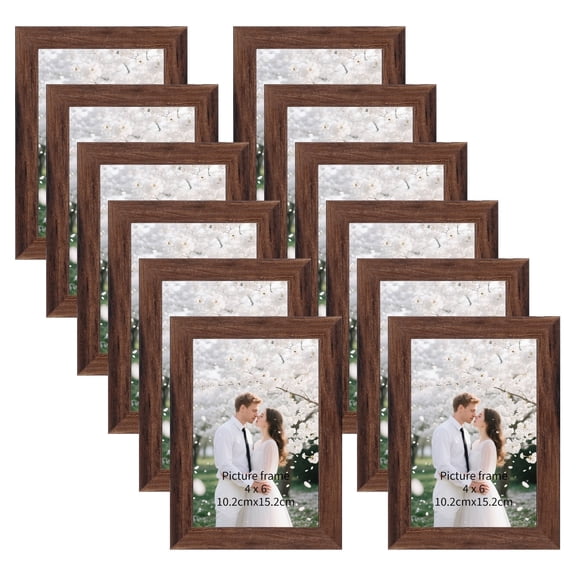 12 Pack 4x6 Picture Frame Set for 4x6 Picture for Wall or Tabtop Display, Brown