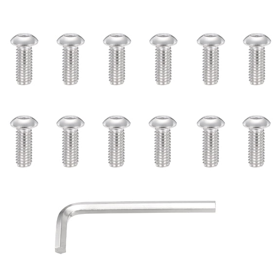 12 Pack 5/16 18 x 3/4" Button Head Socket Cap Bolts Screws, 304 Stainless Steel 18-8 Bolts with Hex Spanner Socket Head Screws for DIY, Furniture, Water Pump, Light Fixture,Silver