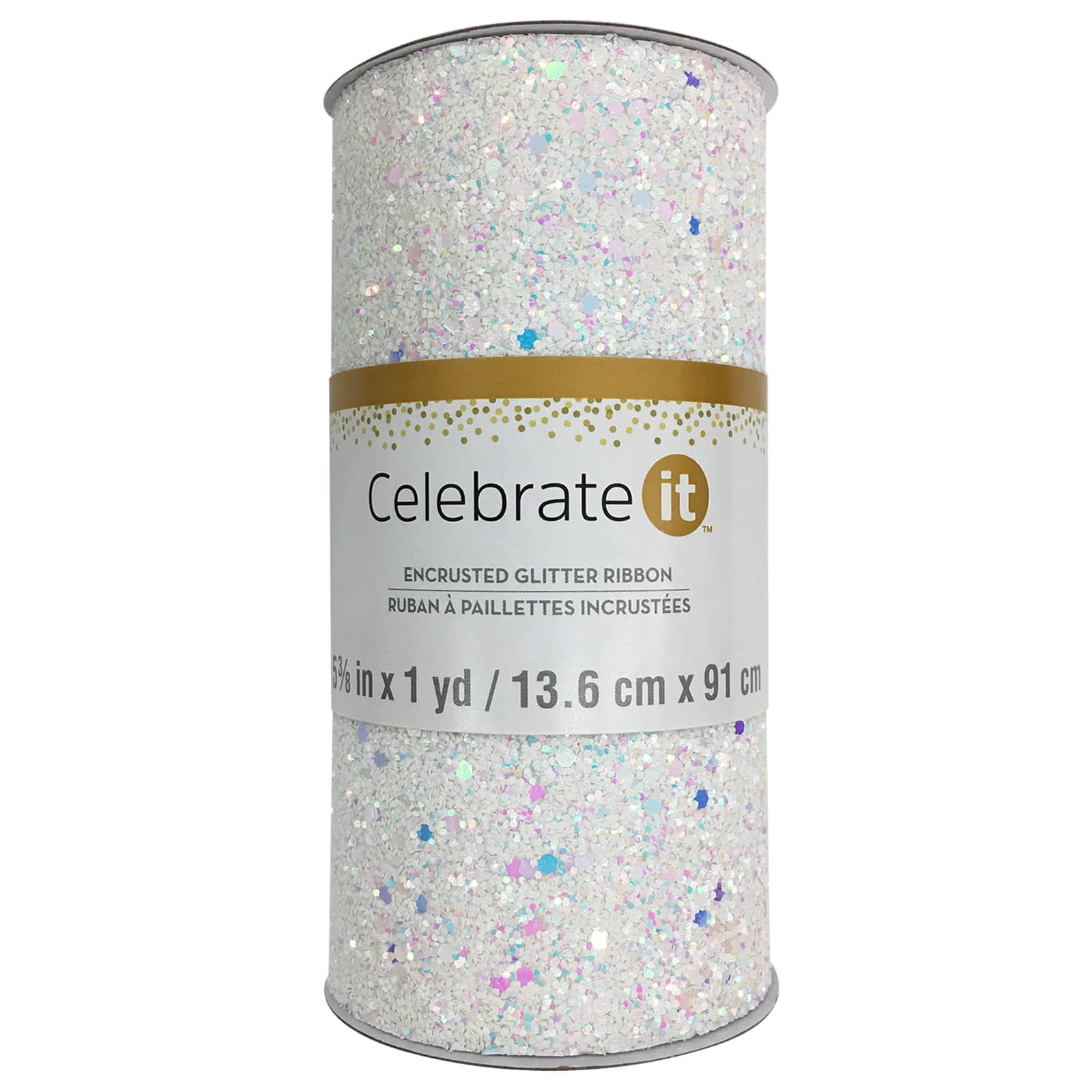 12 Pack: 5.375" x 1yd. Encrusted Glitter Ribbon by Celebrate It