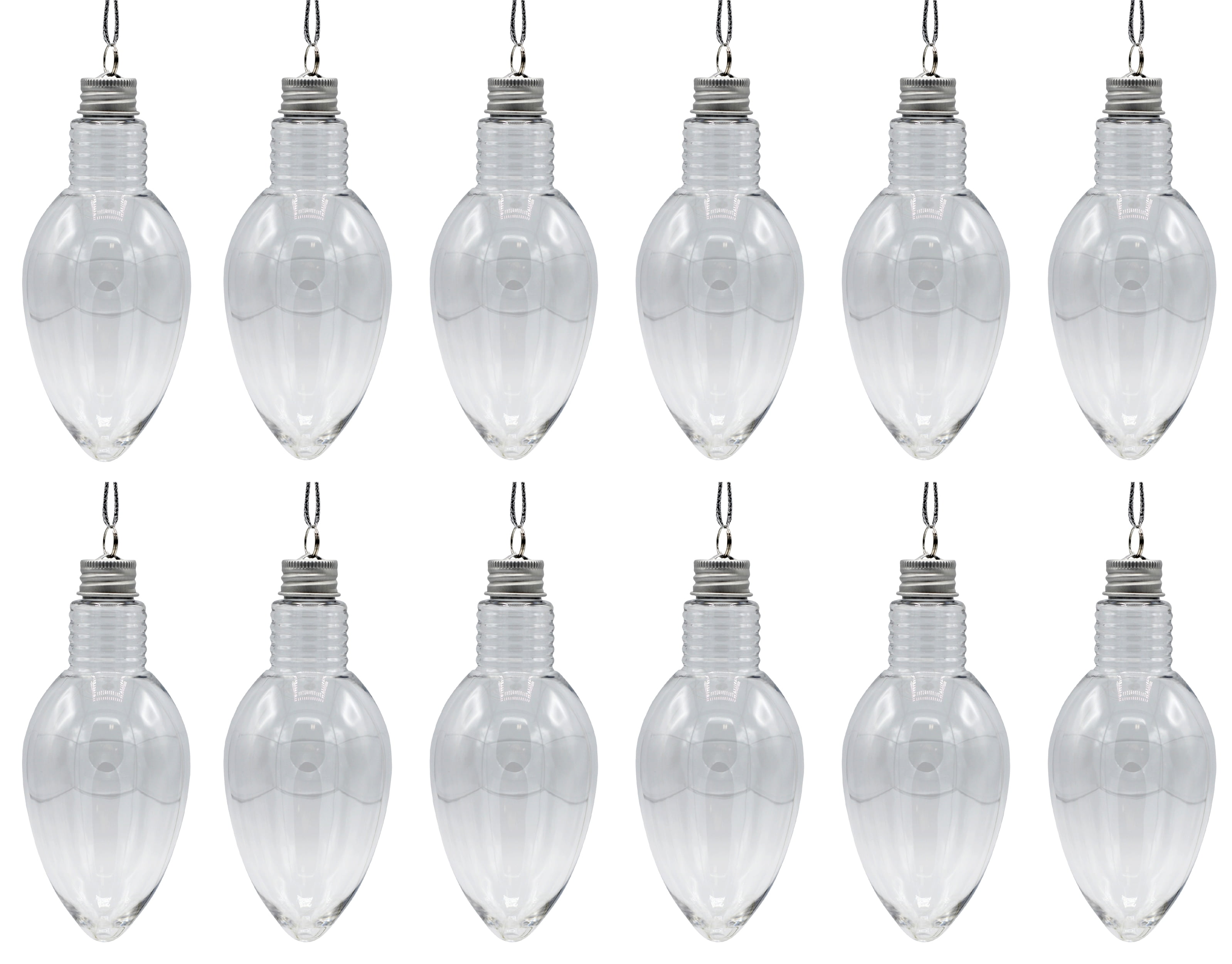 12 Pack 5.5 Inch Christmas Light Bulb Ornament, Clear Plastic Fillable DIY Light Bulb w/Screw