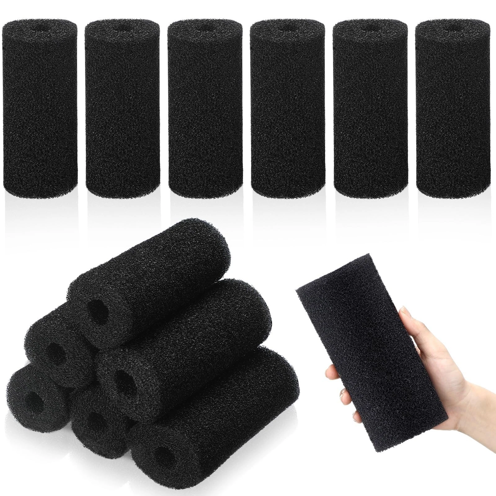 12 Pack 5.9'' Big Pre-Filter Sponge Foam Replacement Filtration Kit for Aquarium, 0.8" Intake Shrimp Fry Fish Tank Filter, Replacement Foam Cover