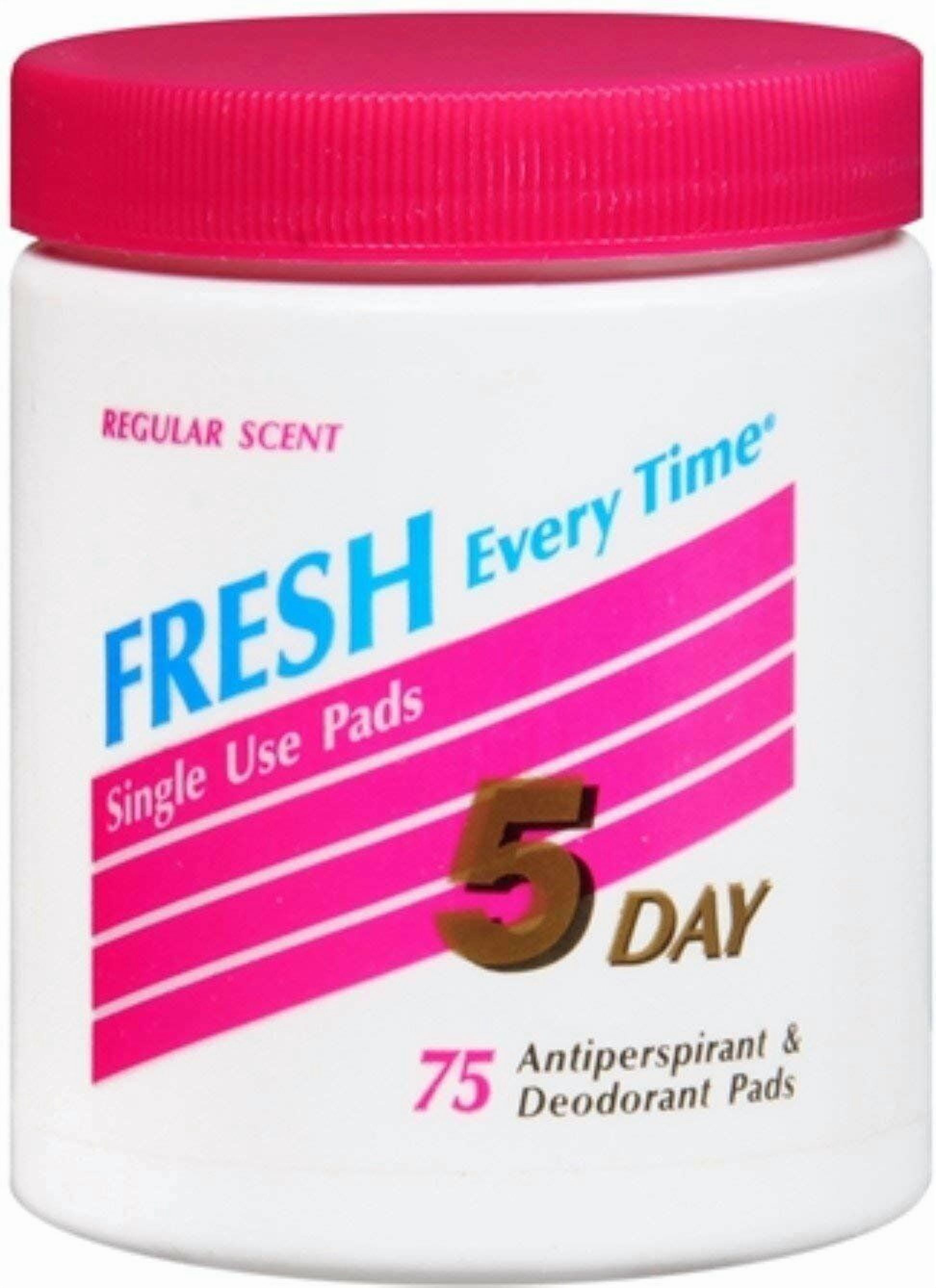 12 Pack 5 Day Fresh Every Time Antiperspirant Deodorant Pads, Reg. Scent 75 Each Unisex
