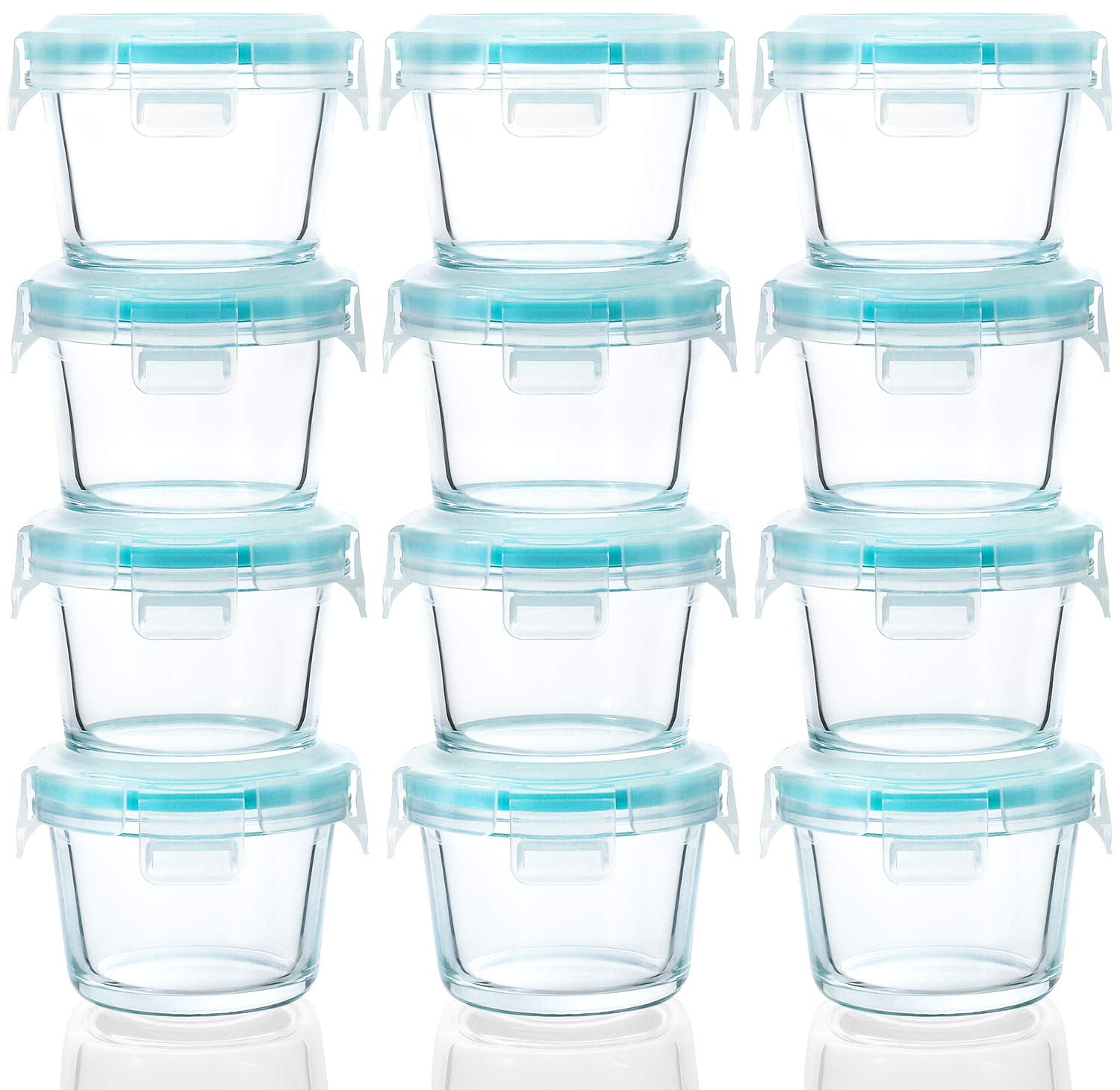 Kieaisy Glass Snack Containers, 4x5oz Small Glass Food Storage Jars,  Portable Kids Lunch Containers with Silicon Lids, Condiment Container with  Lids 