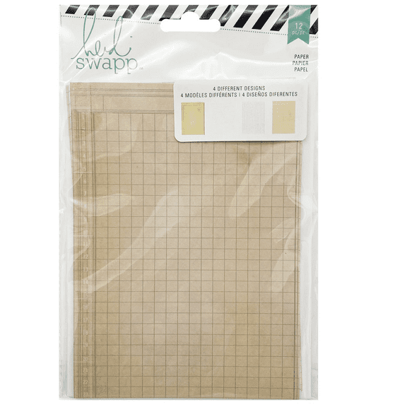 12 Pack 5 in x 7 in Double-Sided Cardstock, 4 Designs Including Distressed Grid, White Grid, White Lines, Account Page, Perfect for Scrapbooks, Junk Journals, Planner Dividers, Cards, Crafts
