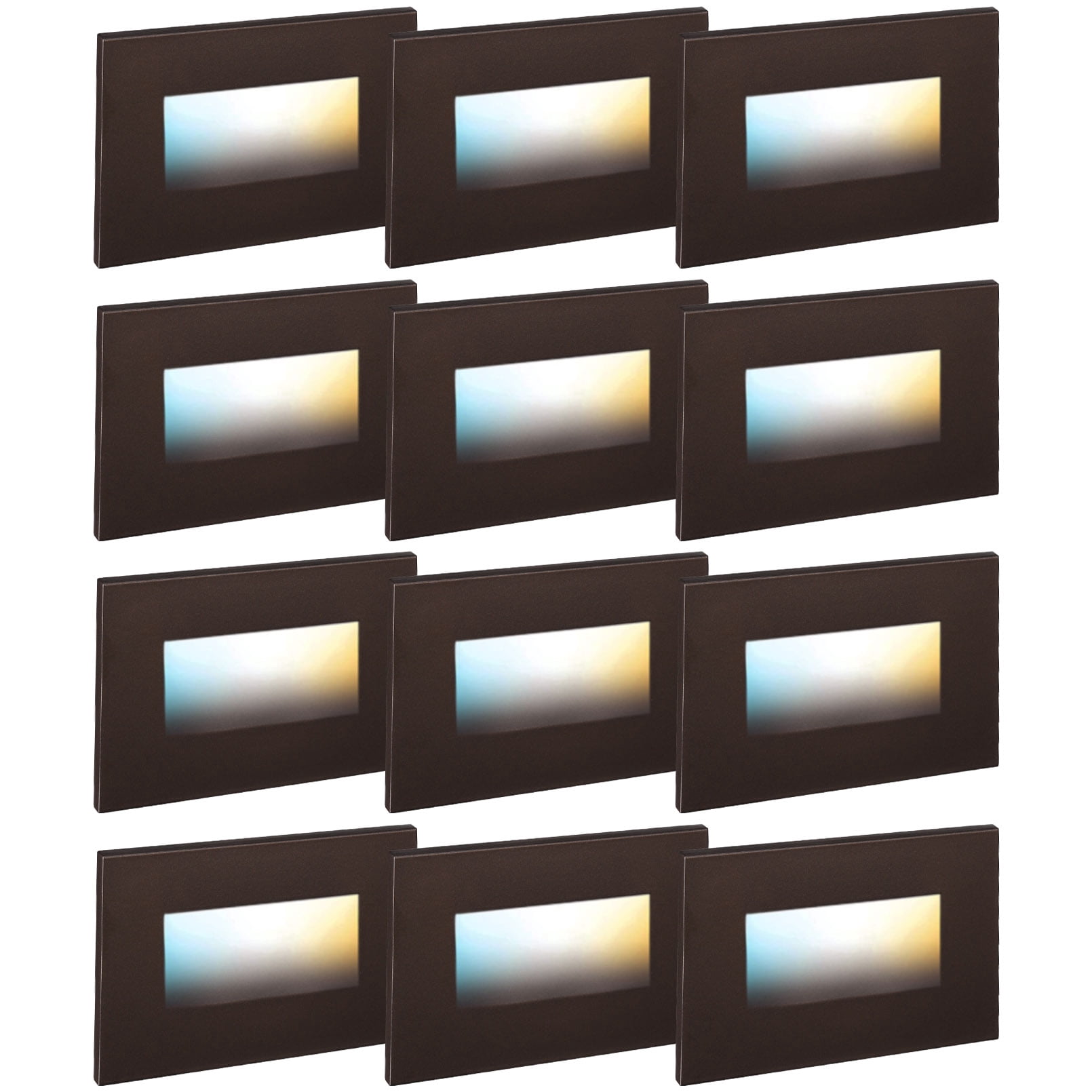 Leonlite 120v LED Stair Lights, 150lm 5%-100% Dimmable Step Lights, Cri90+ & Etl, 2700k/3000k/3500k/4000k/5000k Aluminum Staircase 12 Pack