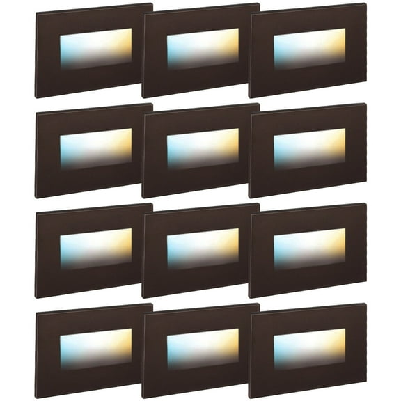 Leonlite 120v LED Stair Lights, 150lm 5%-100% Dimmable Step Lights, Cri90+ & Etl, 2700k/3000k/3500k/4000k/5000k Aluminum Staircase 12 Pack