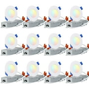 12 Pack 5CCT 3" Ultra-Thin LED Recessed Lighting with J-Box, CRI90, Aluminum, 2700K3000K3500K4000K5000K, 5%-100% Dimmable Slim Recessed Downlight, 6W 450LM, ETL& ES