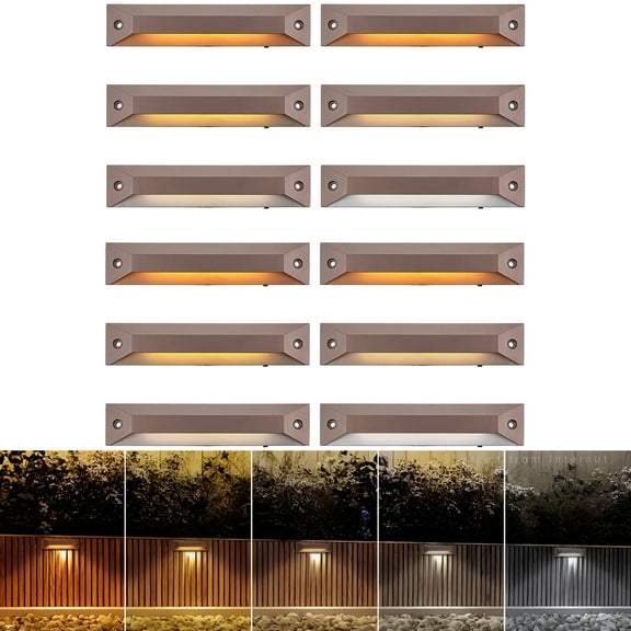 12 Pack 5CCT 8 Inch LED Low Voltage Step Lights, 12-24V AC/DC Deck Light, Aluminum, Oil Rubbed Bronze, 1800K/2700K/3000K/4000K/5000K