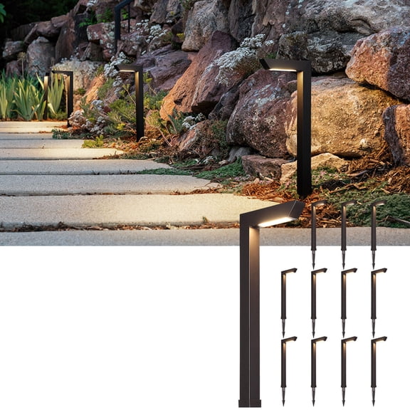 12 Pack 5CCT LED Low Voltage Landscape Pathway Light, Hardwired Waterproof Sidewalk Lights, Oil Rubbed Bronze