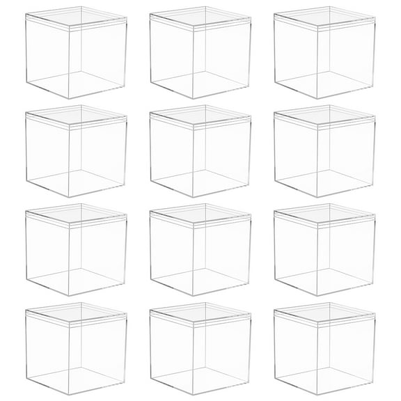 12-Pack 5cm Clear Plastic Storage Containers with Lids - Small Airtight Organizer Boxes for Jewelry, Candy, Pills, Beads & Craft Supplies, Multi-Size Options (5cm/5.5cm/6.5cm/7.5cm)