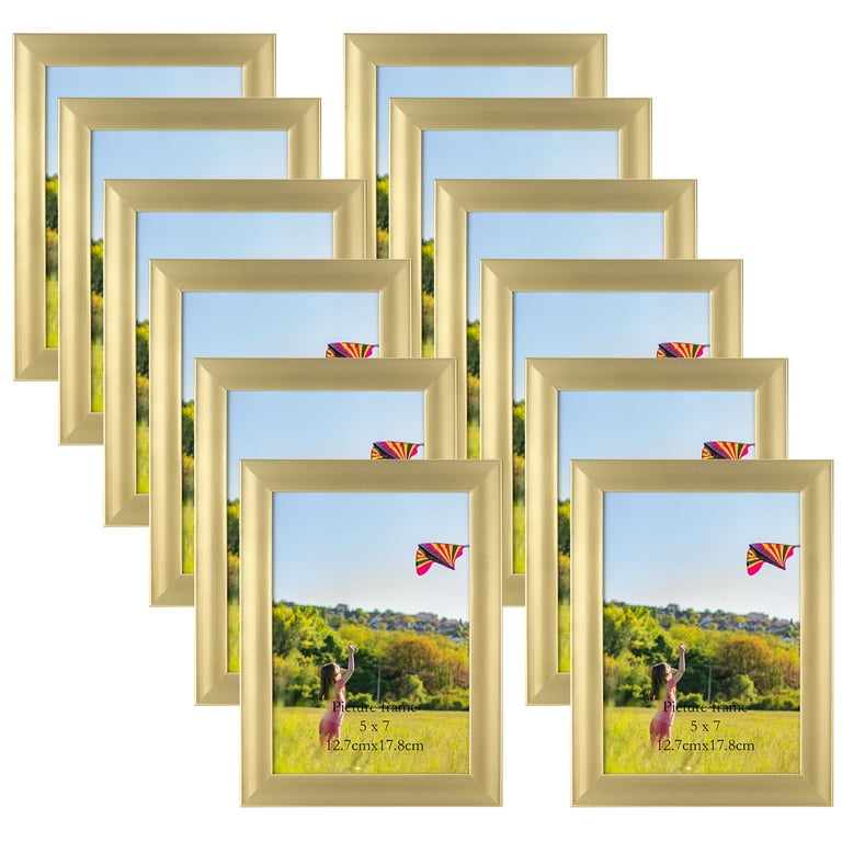 12 Pack 5x7 Picture Frames Gold 5 by 7 Photo Frame for Wall and Tabletop