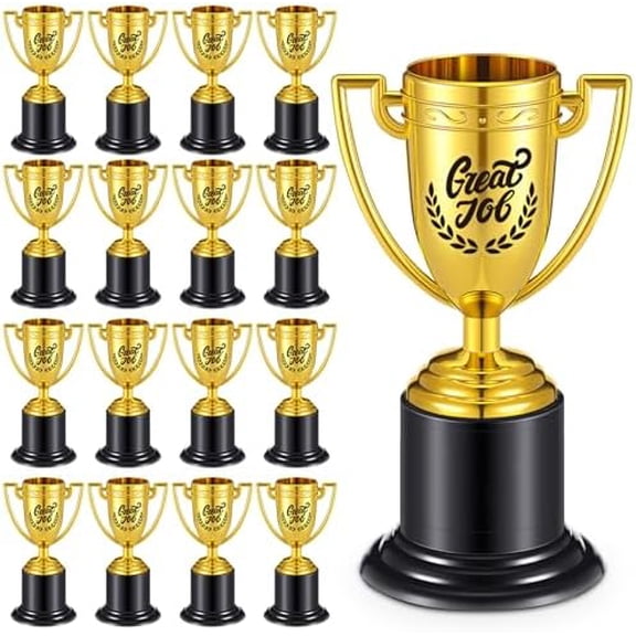 12 Pack 6.3 Inch Gold Trophy Award Bulk Great Job Plastic DIY Trophy Award Athlete Employee Appreciation Gifts for Thank You Teacher Volunteer Men Women Rewards$$Gift Supply & Awards