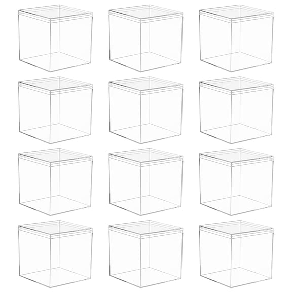12-Pack 6.5cm Clear Plastic Storage Containers with Lids - Airtight Square Organizer Boxes for Jewelry, Candy, Pills, Beads & Craft Supplies
