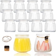 12 Pack 6.7 oz Small Glass Jars,Clear Yogurt Jars with PE Lids,Glass Pudding Container,Honey Jars,Small Jars with Lids.