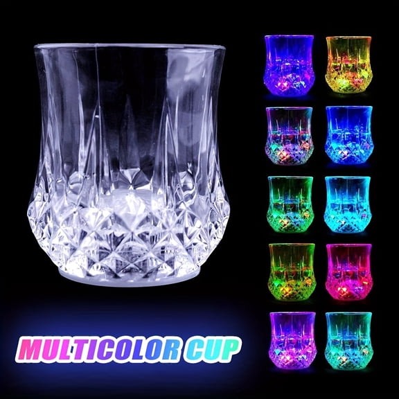 12-Pack 6.76oz Light Up Sensor Cups, LED Color Changing Drinking Glasses with Seven-Color Gradient Glow for Bars, KTV, Parties and Events