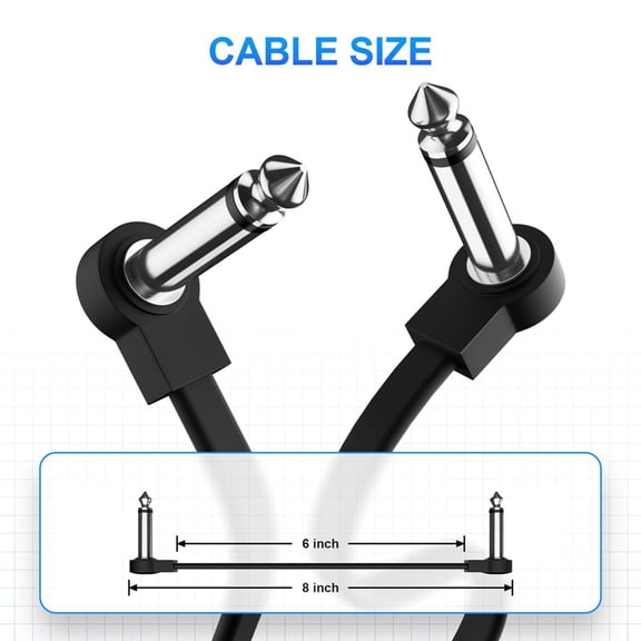 12 Pack 6 Inch Guitar Patch Cable, Instrument Guitar Pedal Cable Right Angle Flat Patch Cable