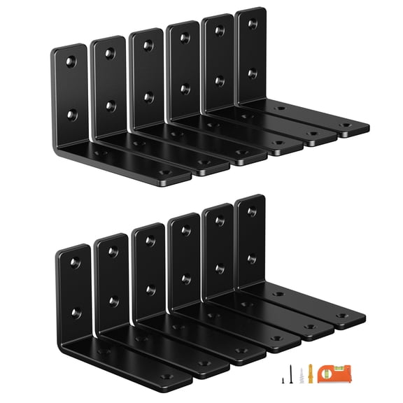 12 Pack 6 Inch Heavy Duty L Shelf Brackets Wall Mount Support
