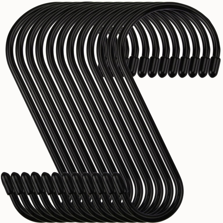 12 Pack 6 Inch S Hook, Large Vinyl Coated S Hooks with Rubber Stopper Non  Slip Heavy Duty S Hook, Steel Metal Black Rubber Coated Closet S Hooks for  Hanging Jeans Plants