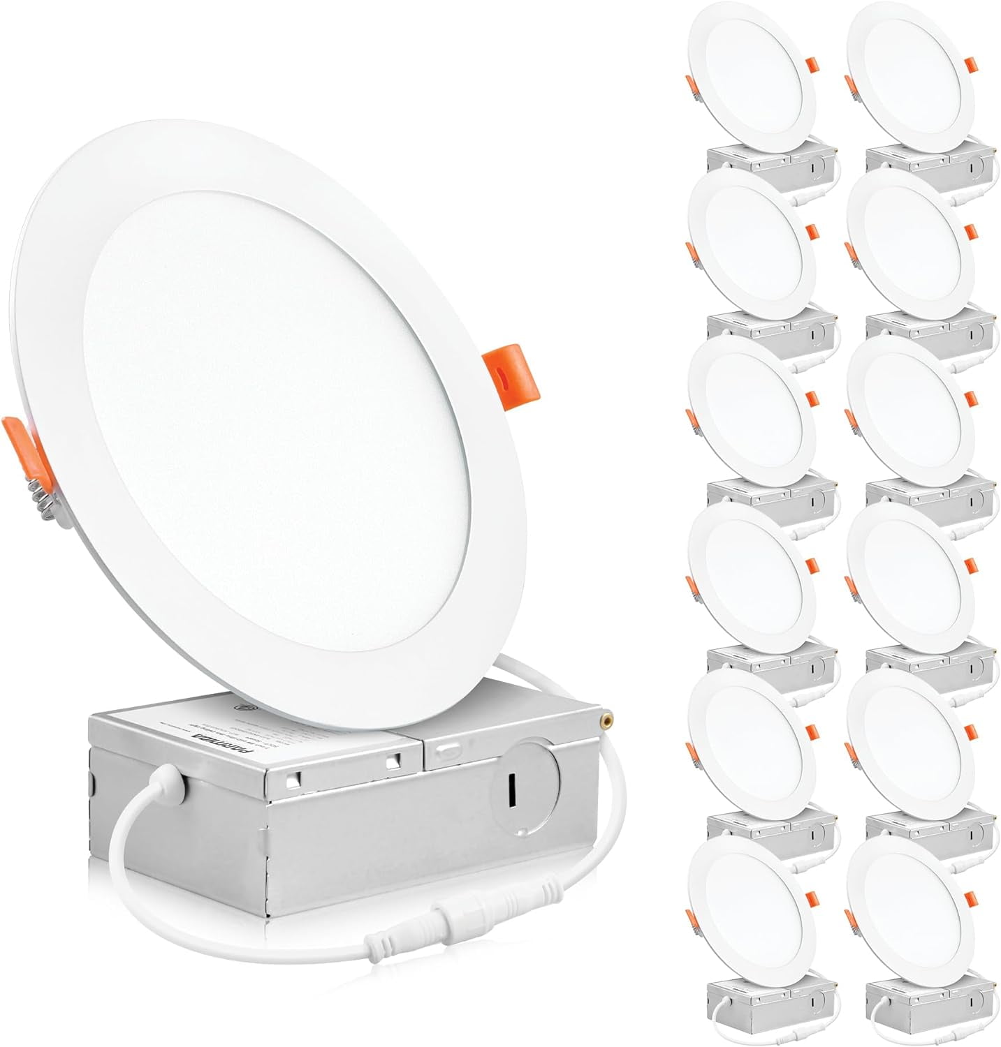 12 Pack 6 Inch Ultra-Thin White LED Recessed Ceiling Lights with Junction Box