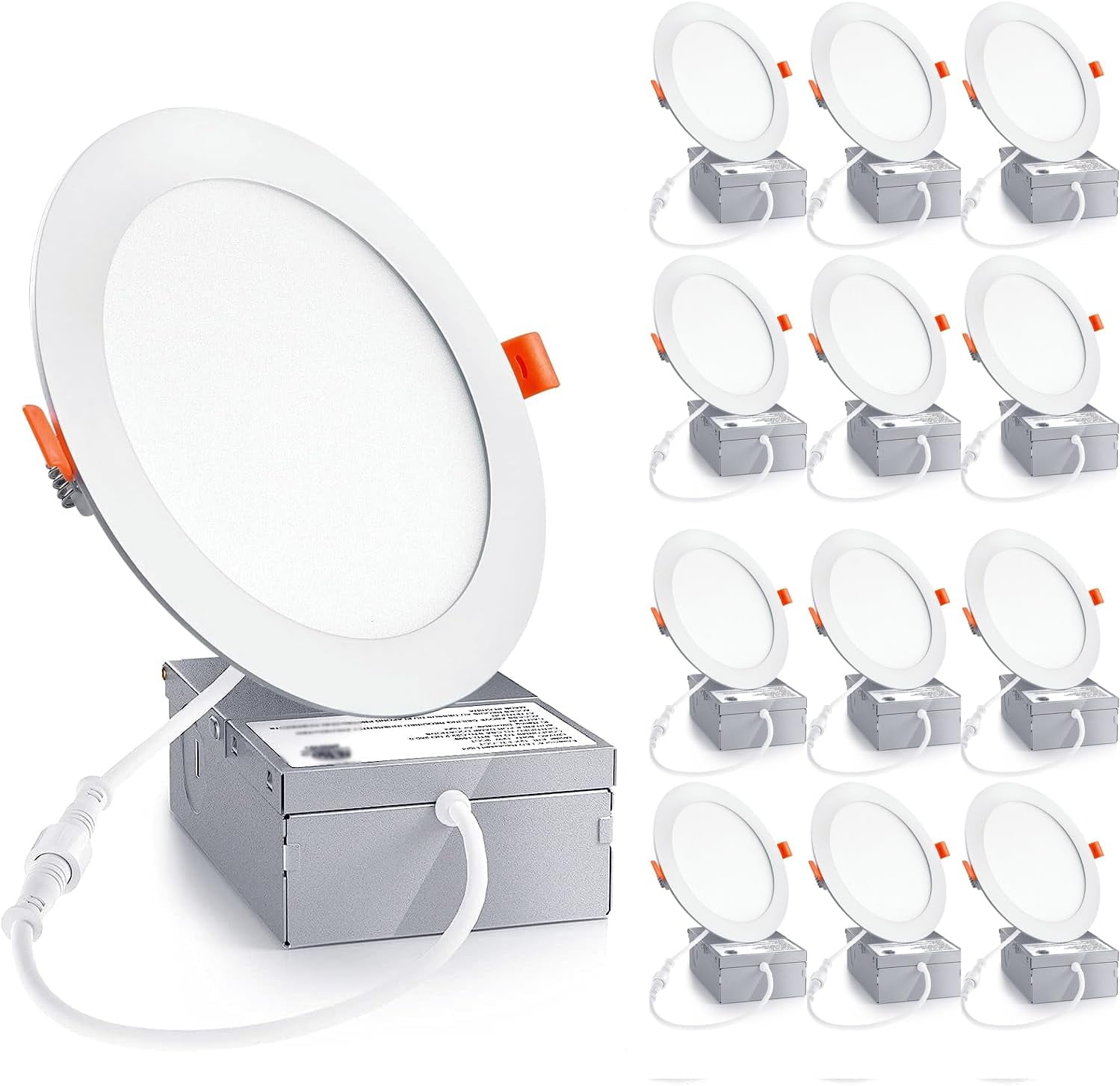 12 Pack 6 Inch UltraThin LED Recessed Ceiling Light with Junction Box