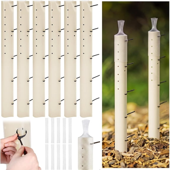 12 Pack 60 Inch Tree Grow Tube Split Tree Grow Tubes with Releasable Zip Ties and Mesh Bird Nets Seedling Protectors Guard Small Plant Shelter Plant Protector for Outdoor Sapling Watering