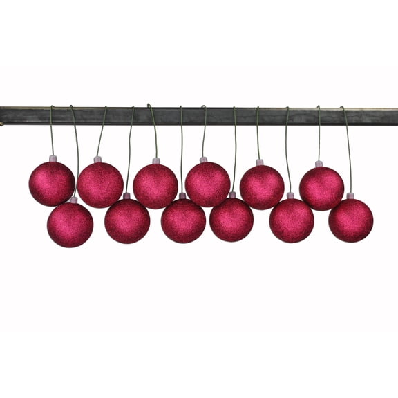12 Pack 60mm 2.5" Glitter Burgundy Ball Ornament with Wire