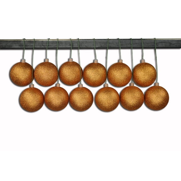 12 Pack 60mm 2.5" Glitter Copper Ball Ornament with Wire